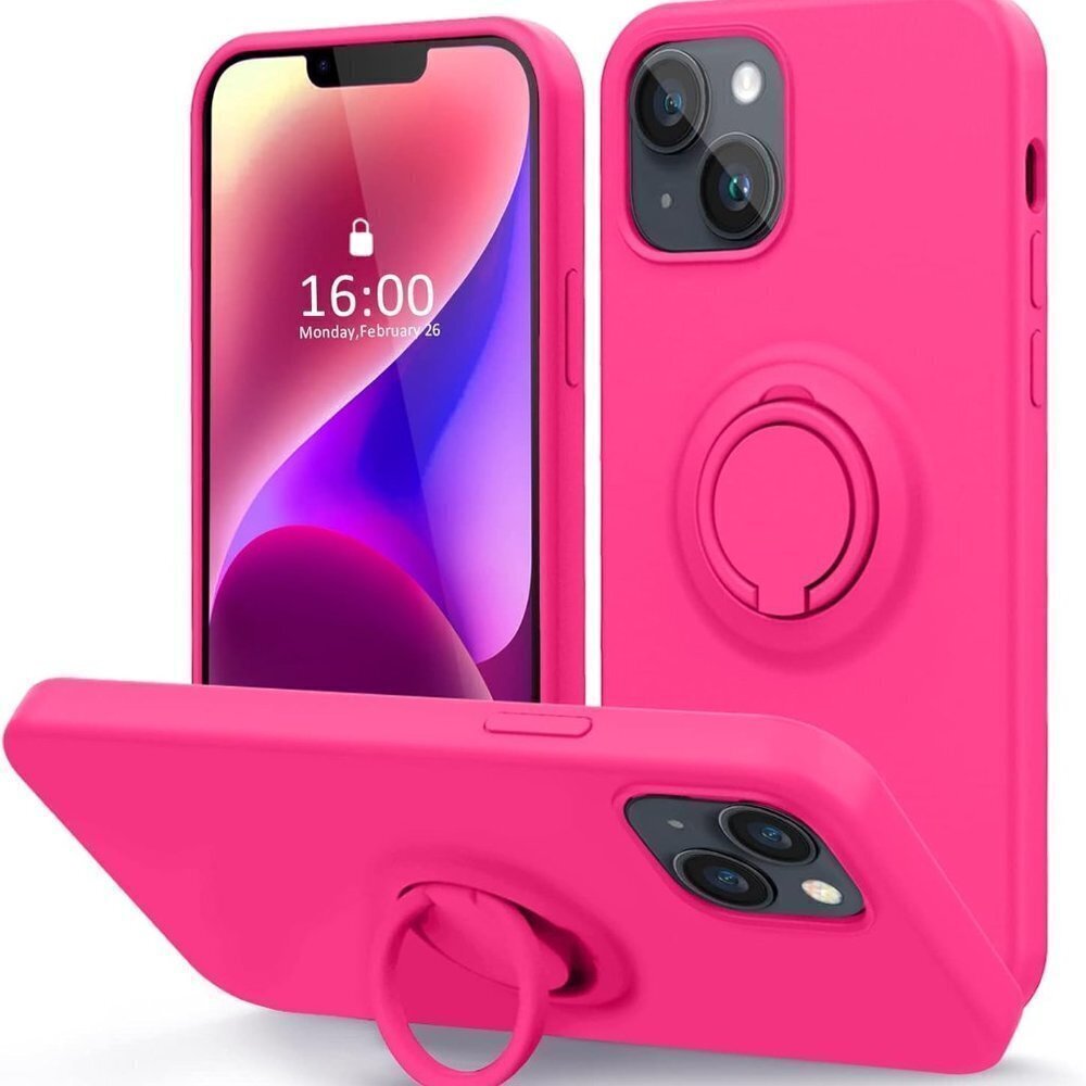 BRAND NEW IN BOX- I PHONE 14 PRO HOT PINK CASE WITH RING SILICONE